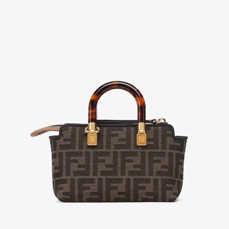 Cheap FF Bag Boston In Logo ROMA Motif Brown By The Way Fabric Mini Fendi 0630